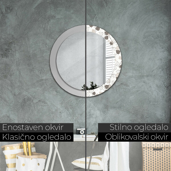 Round mirror frame with print Abstract floral