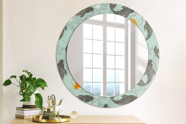 Round decorative mirror Chinese carp