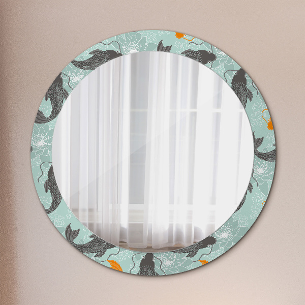 Round decorative mirror Chinese carp