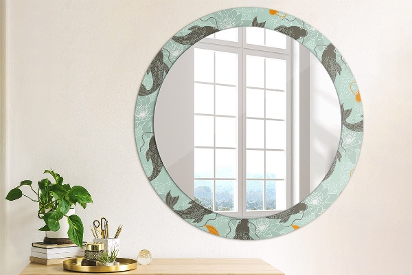 Round decorative mirror Chinese carp