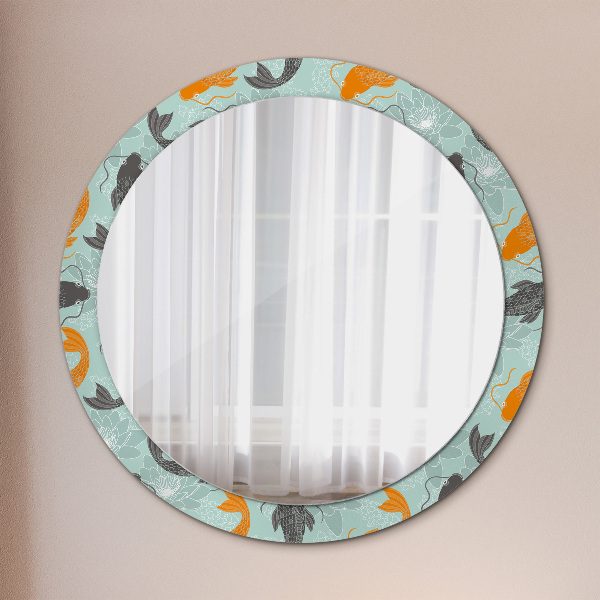 Round decorative mirror Chinese carp