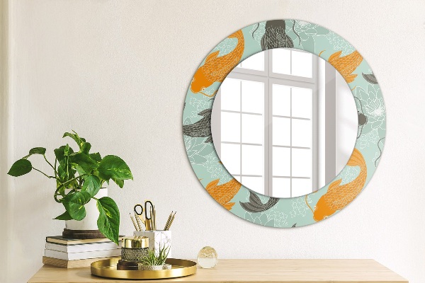Round decorative mirror Chinese carp