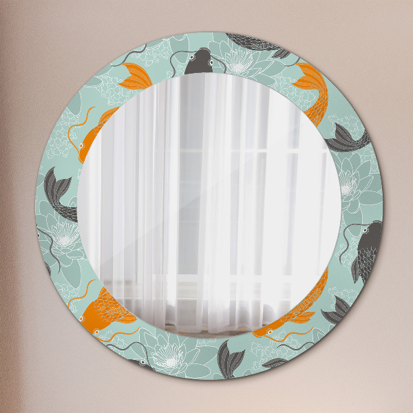 Round decorative mirror Chinese carp