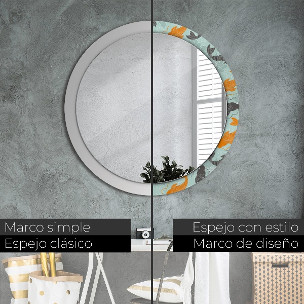 Round decorative mirror Chinese carp