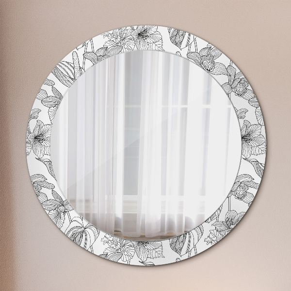 Circle decorative mirror Floral pattern