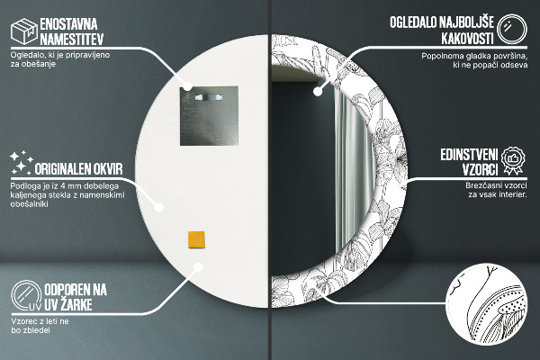 Circle decorative mirror Floral pattern