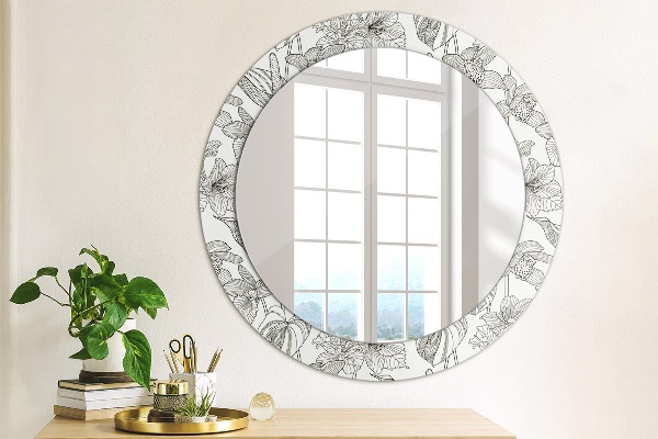 Circle decorative mirror Floral pattern