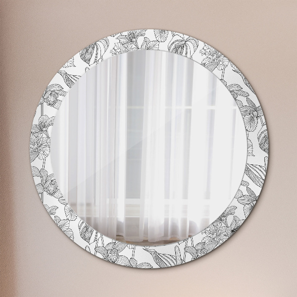 Circle decorative mirror Floral pattern
