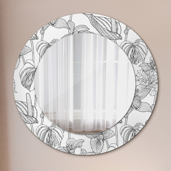 Circle decorative mirror Floral pattern
