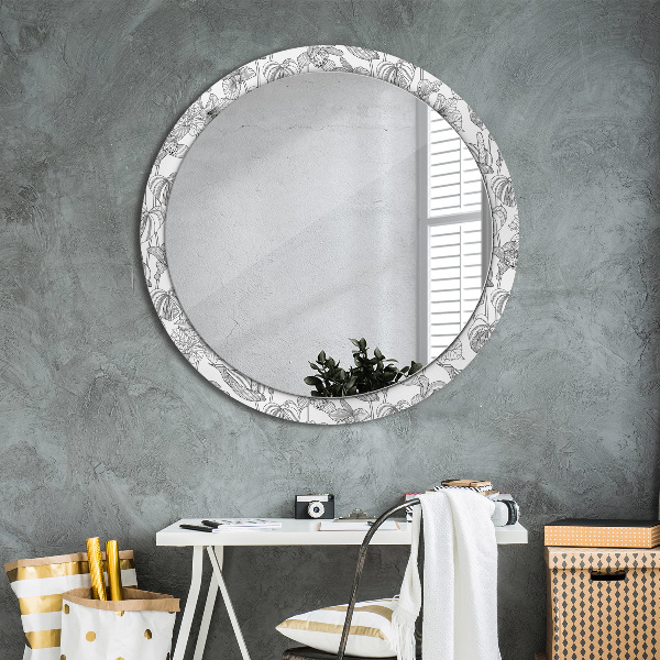 Circle decorative mirror Floral pattern