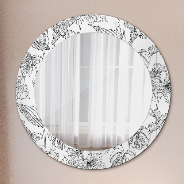 Circle decorative mirror Floral pattern