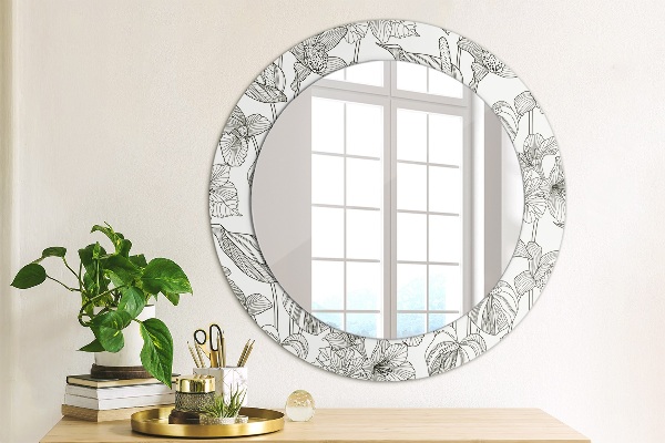 Circle decorative mirror Floral pattern