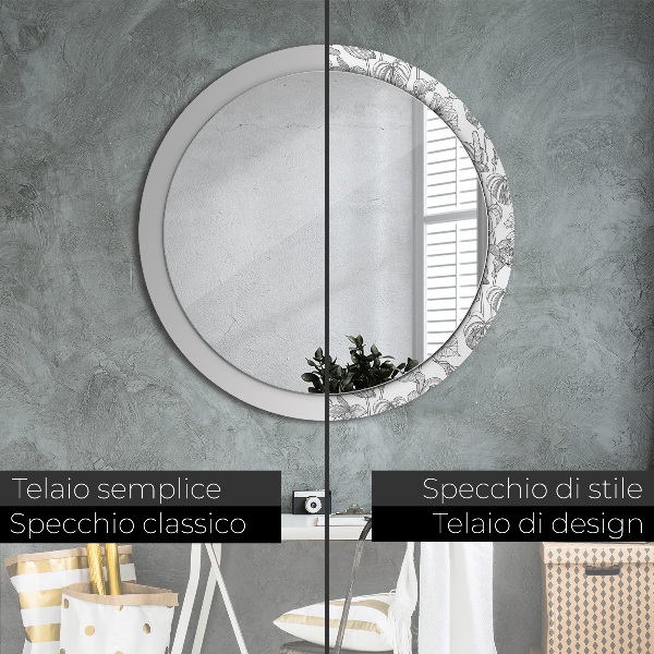 Circle decorative mirror Floral pattern