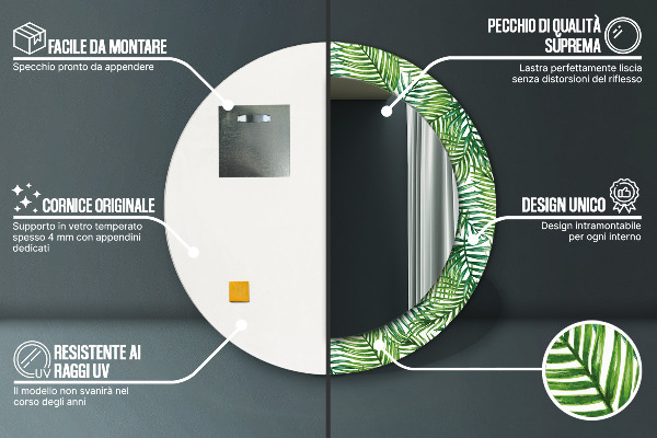 Circle decorative mirror Tropical palm