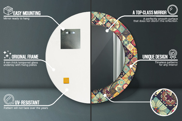 Round wall mirror design Ethnic floral