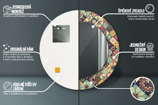 Round wall mirror design Ethnic floral