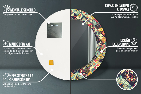 Round wall mirror design Ethnic floral