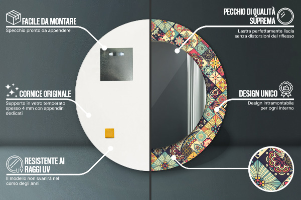 Round wall mirror design Ethnic floral