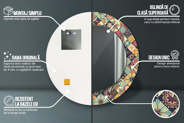 Round wall mirror design Ethnic floral