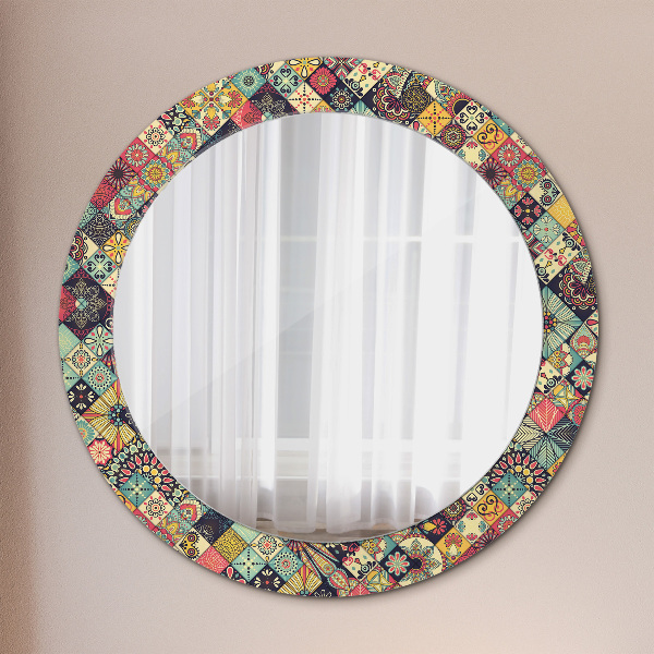Round wall mirror design Ethnic floral