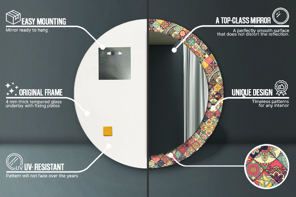 Round wall mirror design Ethnic floral