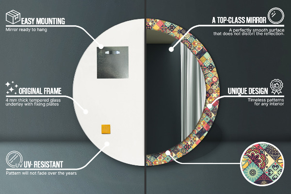 Round wall mirror design Ethnic floral