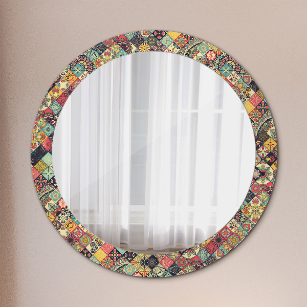 Round wall mirror design Ethnic floral