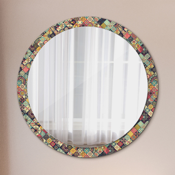 Round wall mirror design Ethnic floral