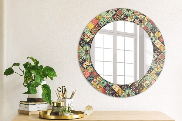 Round wall mirror design Ethnic floral
