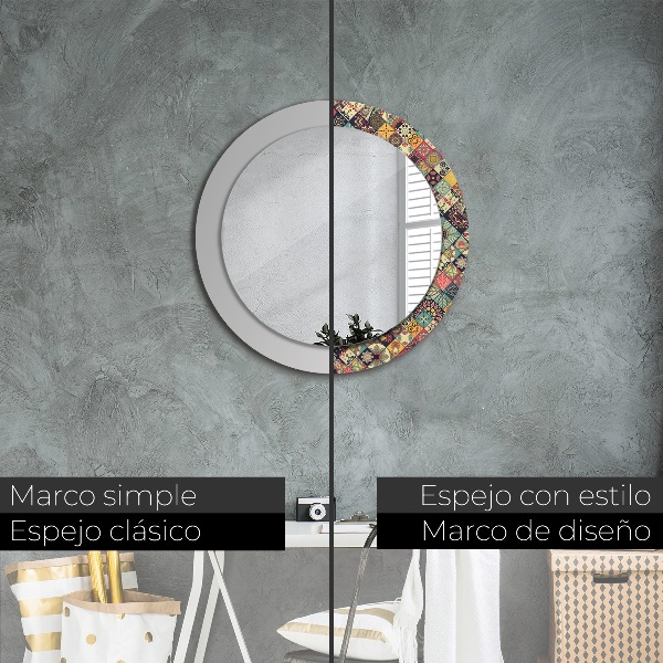 Round wall mirror design Ethnic floral