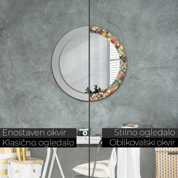 Round wall mirror design Ethnic floral
