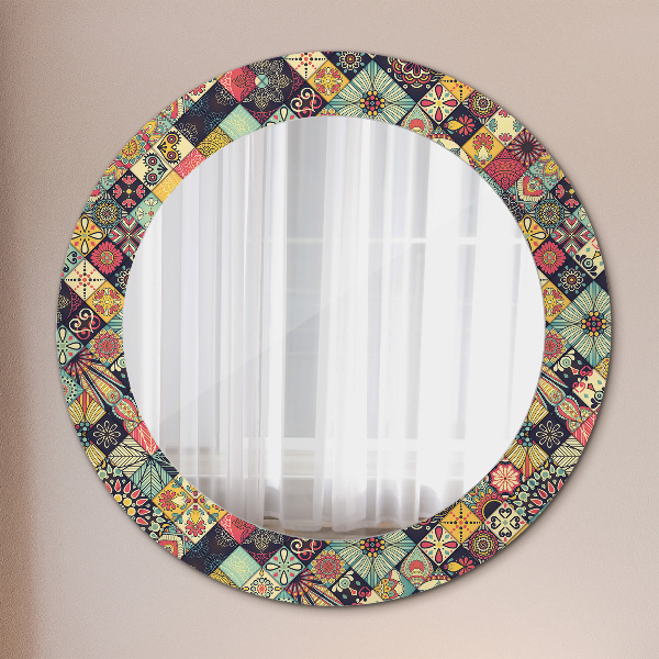 Round wall mirror design Ethnic floral