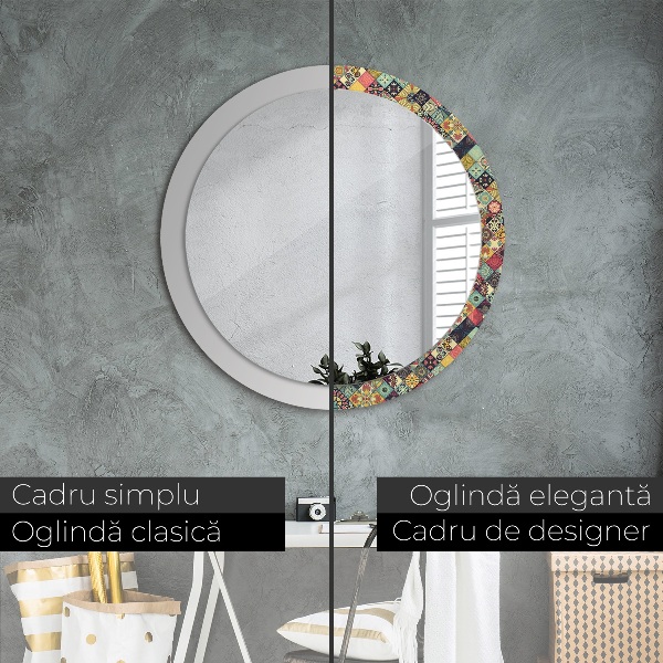 Round wall mirror design Ethnic floral