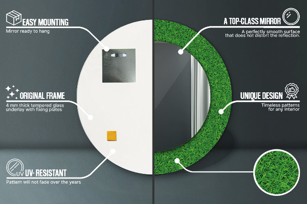 Round wall mirror design Green grass