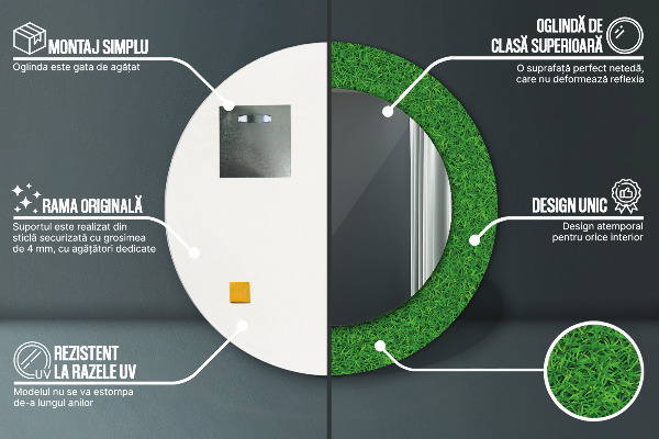 Round wall mirror design Green grass