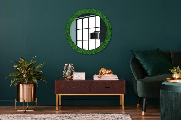 Round wall mirror design Green grass