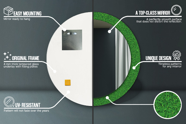 Round wall mirror design Green grass