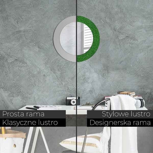 Round wall mirror design Green grass