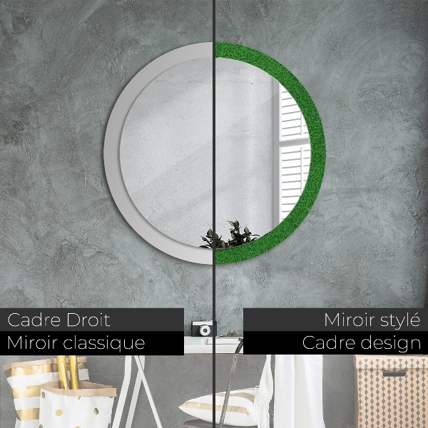 Round wall mirror design Green grass