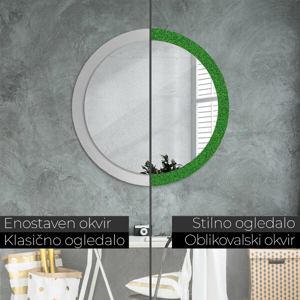 Round wall mirror design Green grass