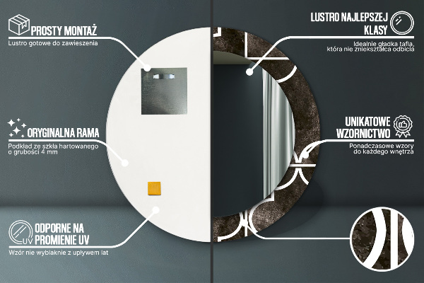 Round printed mirror Antique tiles