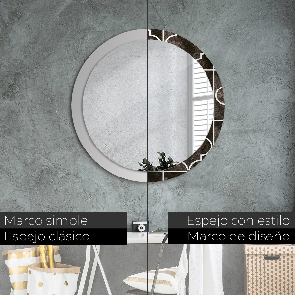 Round printed mirror Antique tiles