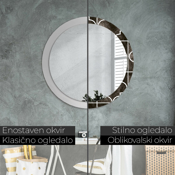 Round printed mirror Antique tiles