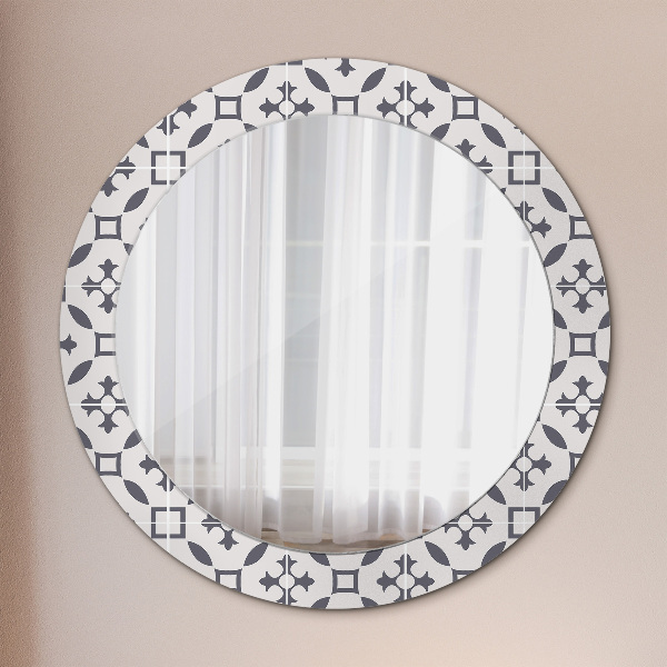 Round mirror frame with print Antique tiles