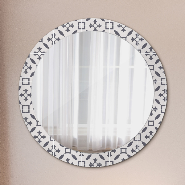 Round mirror frame with print Antique tiles