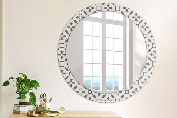 Round mirror frame with print Antique tiles
