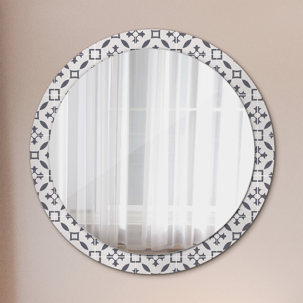 Round mirror frame with print Antique tiles