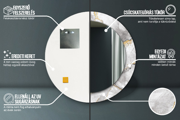 Round wall mirror decor White marble gold