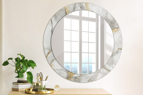 Round wall mirror decor White marble gold