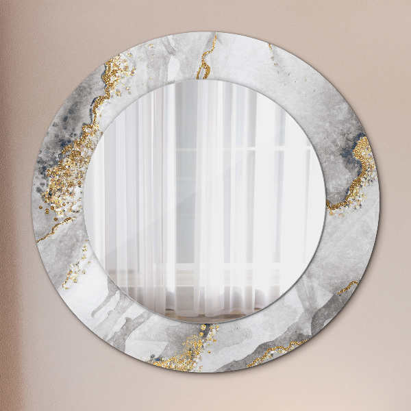 Round wall mirror decor White marble gold